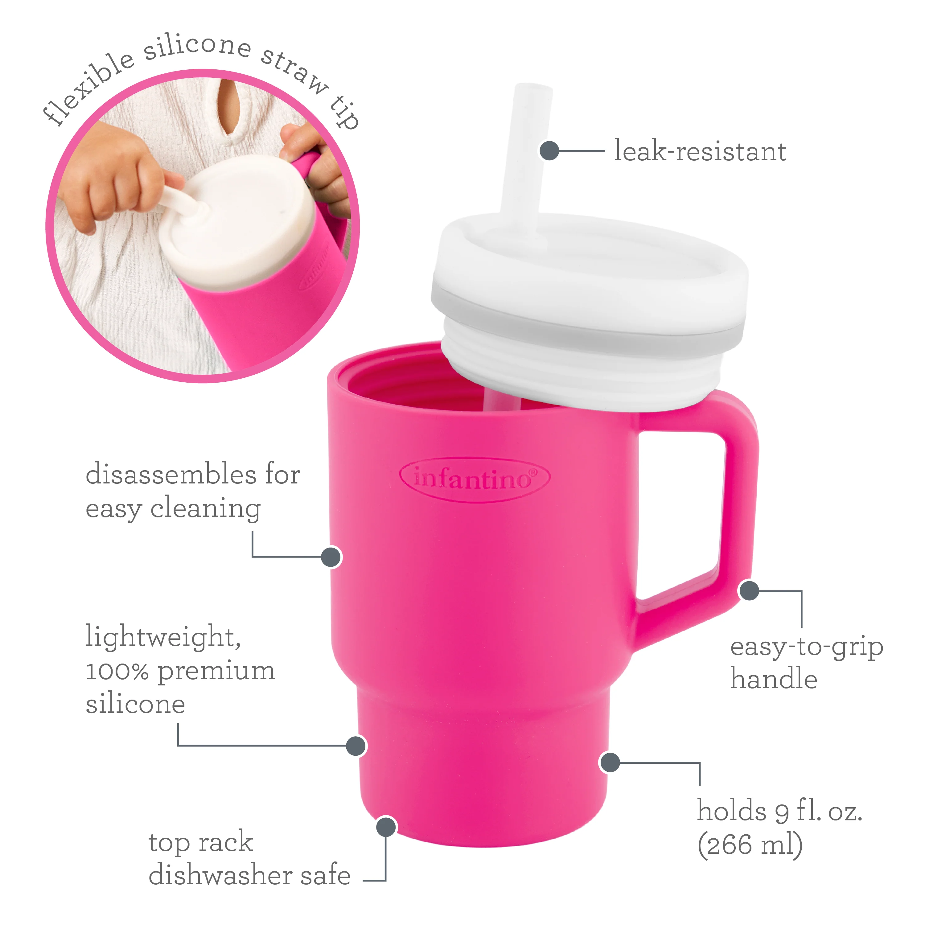 My 1st Tumbler™ Silicone 9oz - Bubble Gum - Image 5