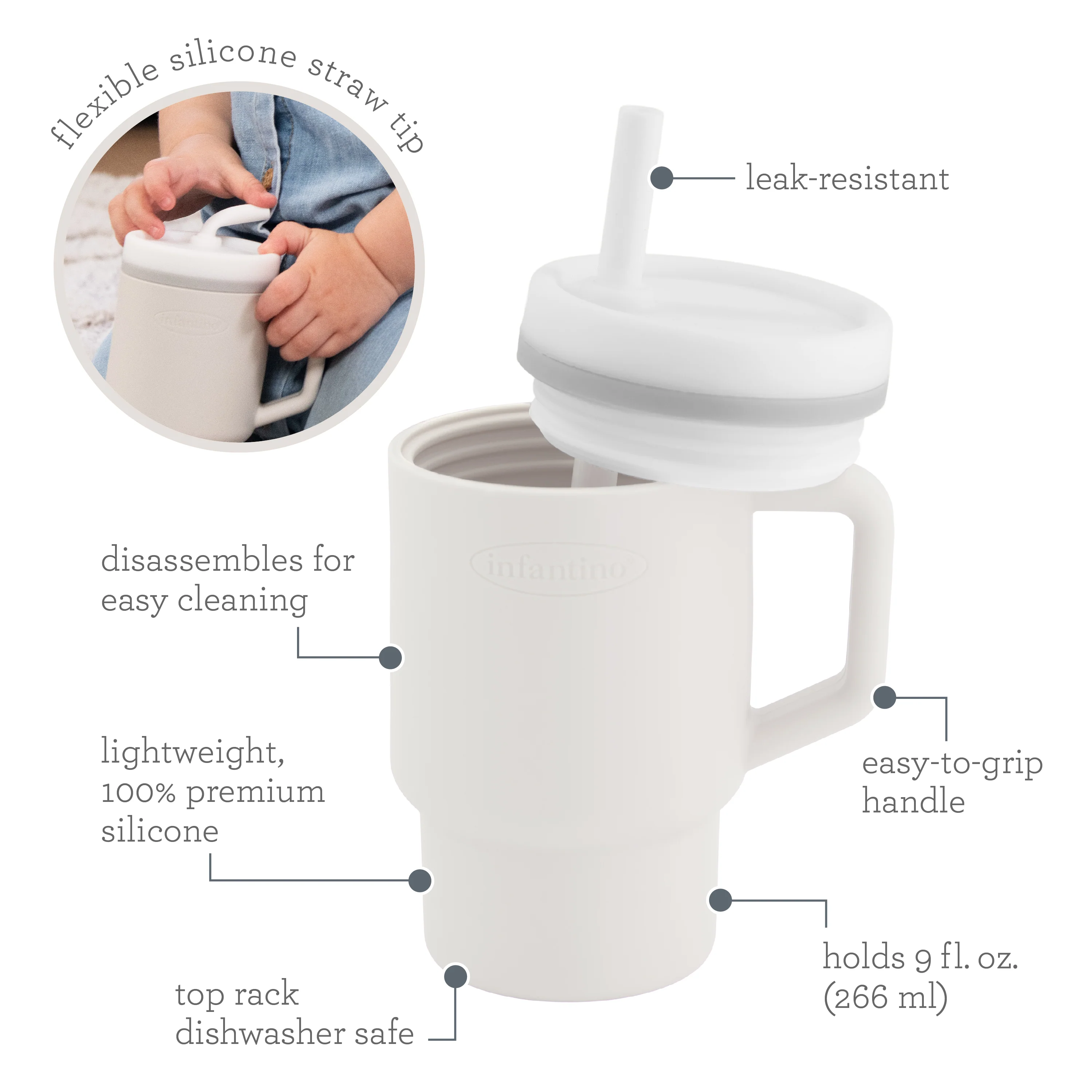 My 1st Tumbler™ Silicone 9oz - Cream - Image 5